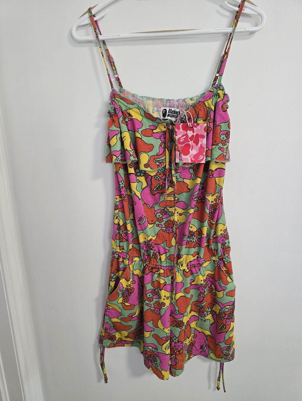 A Bathing Ape Pink Multi Floral Print 100% Cotton Romper Size S M